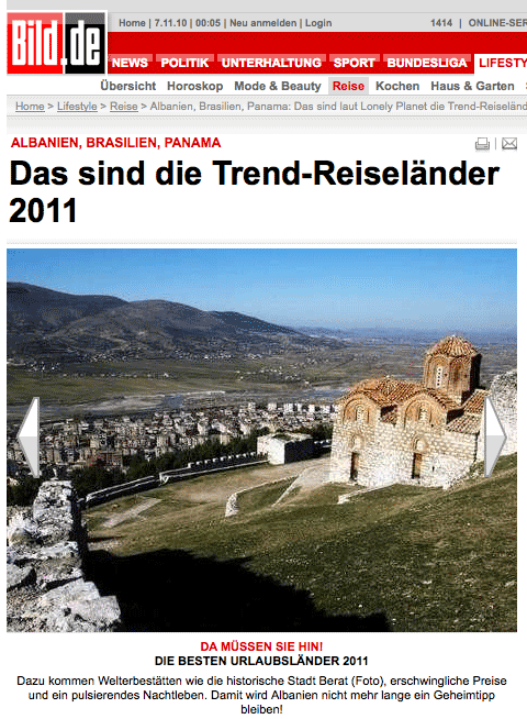 Albanien als Reisedestination auf Bild.de